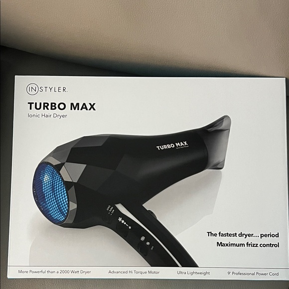 InStyler Turbo Max Ionic Hair Dryer - Sleek Black - Picture 1 of 2